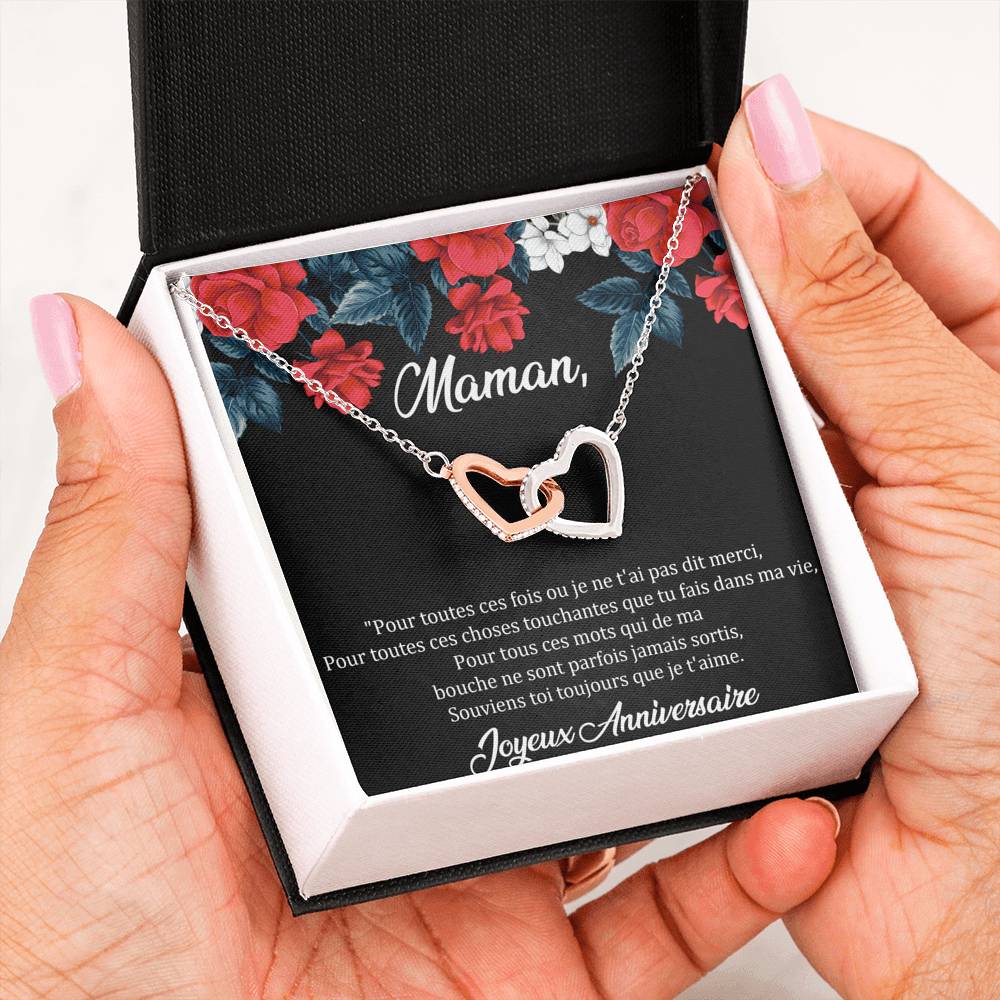 ANNIMERVEILLE • COLLIER ANNIVERSAIRE MAMAN • MEILLEURE MAMAN DU MONDE Double Cœur - Lehnaa