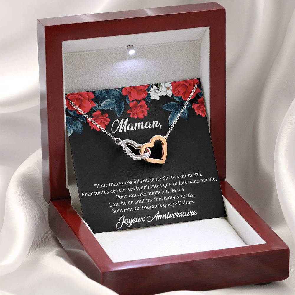ANNIMERVEILLE • COLLIER ANNIVERSAIRE MAMAN • MEILLEURE MAMAN DU MONDE Double Cœur - Lehnaa