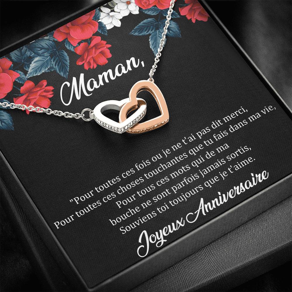 ANNIMERVEILLE • COLLIER ANNIVERSAIRE MAMAN • MEILLEURE MAMAN DU MONDE Double Cœur - Lehnaa