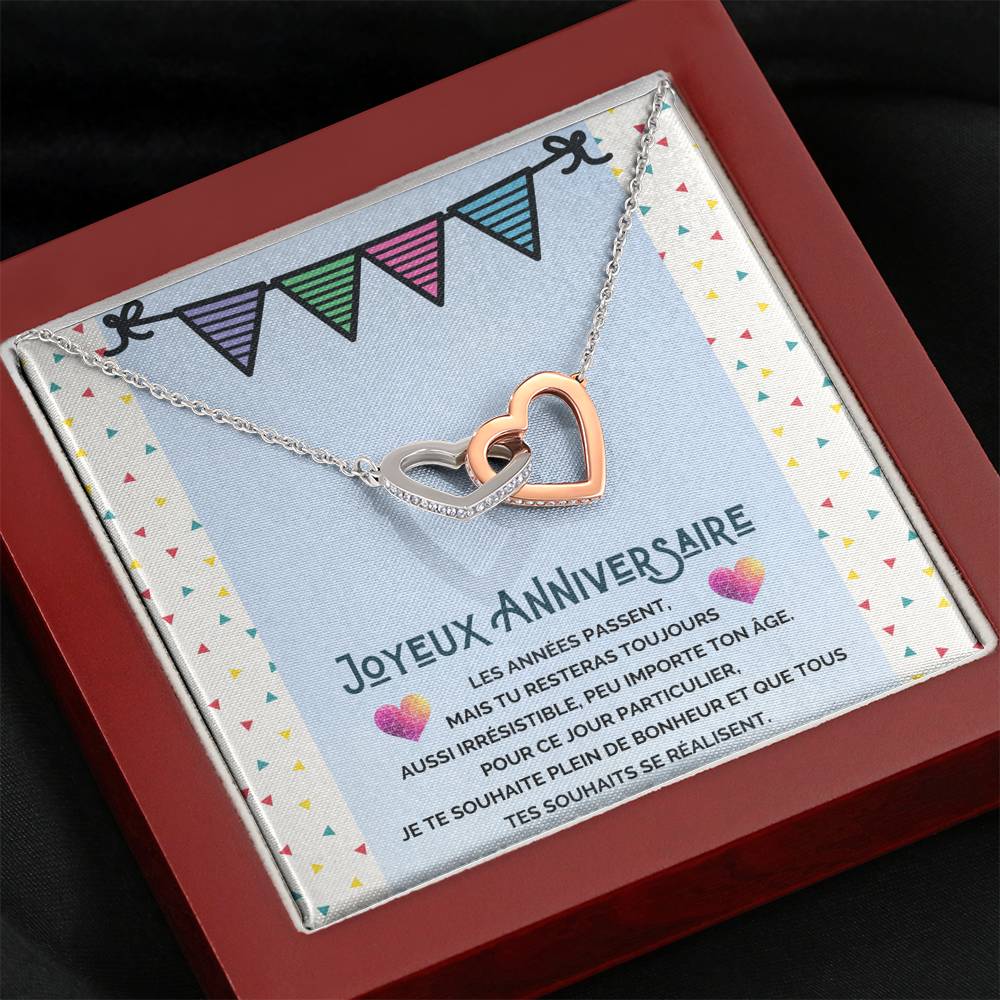 ANNIMERVEILLE • Collier Joyeux Anniversaire Double Cœur - Lehnaa