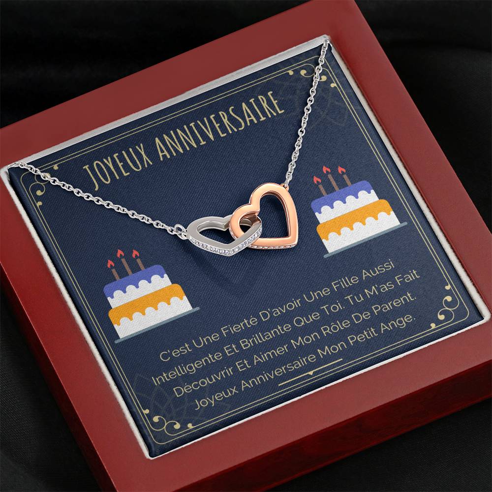 ANNIMERVEILLE • Collier Joyeux Anniversaire Double Cœur - Lehnaa