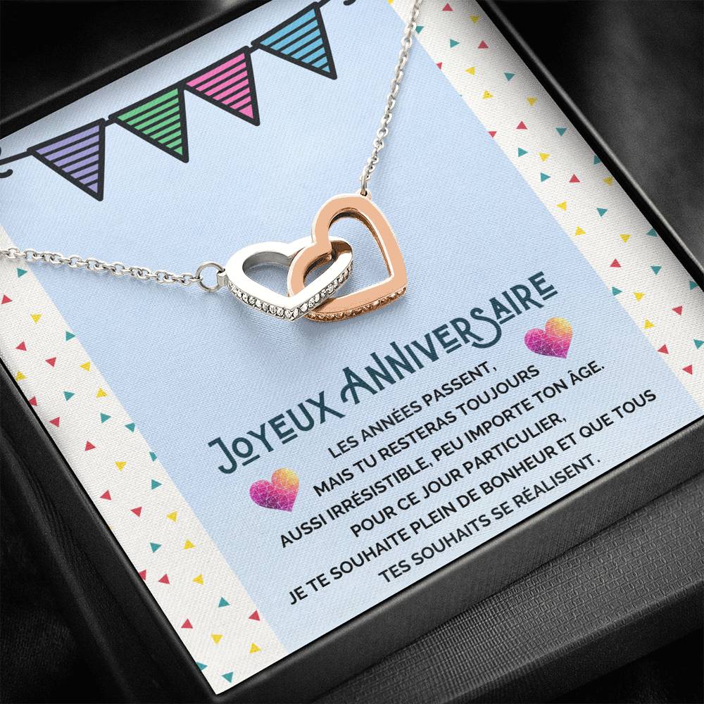 ANNIMERVEILLE • Collier Joyeux Anniversaire Double Cœur - Lehnaa