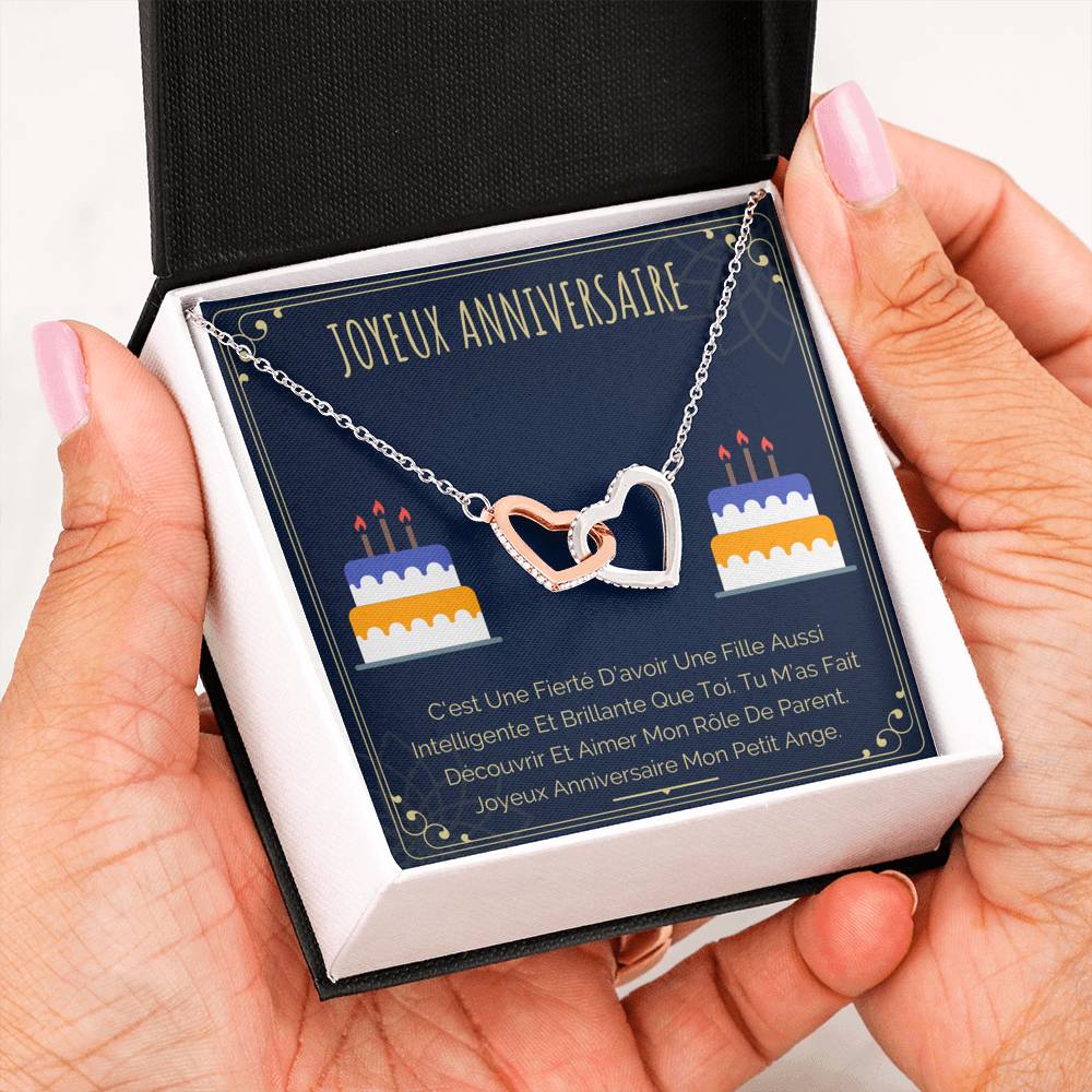 ANNIMERVEILLE • Collier Joyeux Anniversaire Double Cœur - Lehnaa