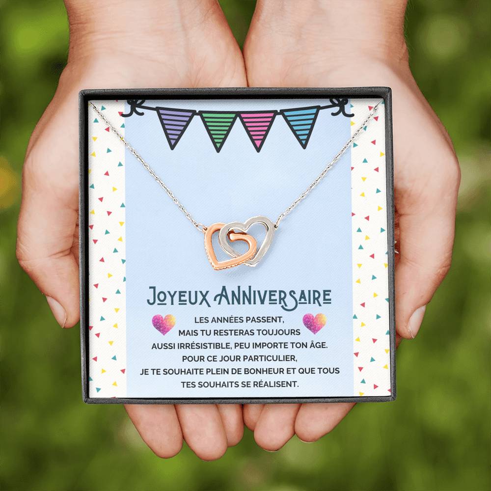 ANNIMERVEILLE • Collier Joyeux Anniversaire Double Cœur - Lehnaa