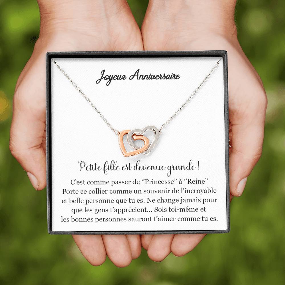 ANNIMERVEILLE • Collier Joyeux Anniversaire Ma Fille Double Cœur - Lehnaa