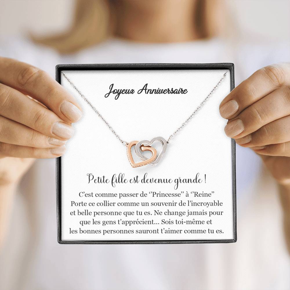 ANNIMERVEILLE • Collier Joyeux Anniversaire Ma Fille Double Cœur - Lehnaa