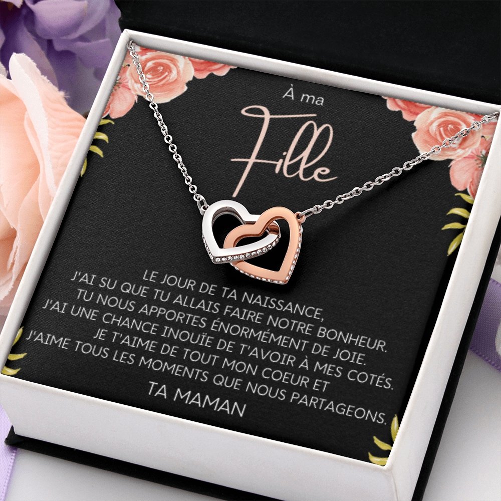 LINKY • Collier A Ma Fille Double Cœur - Lehnaa