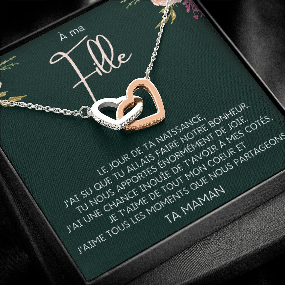 LINKY • Collier A Ma Fille Double Cœur - Lehnaa