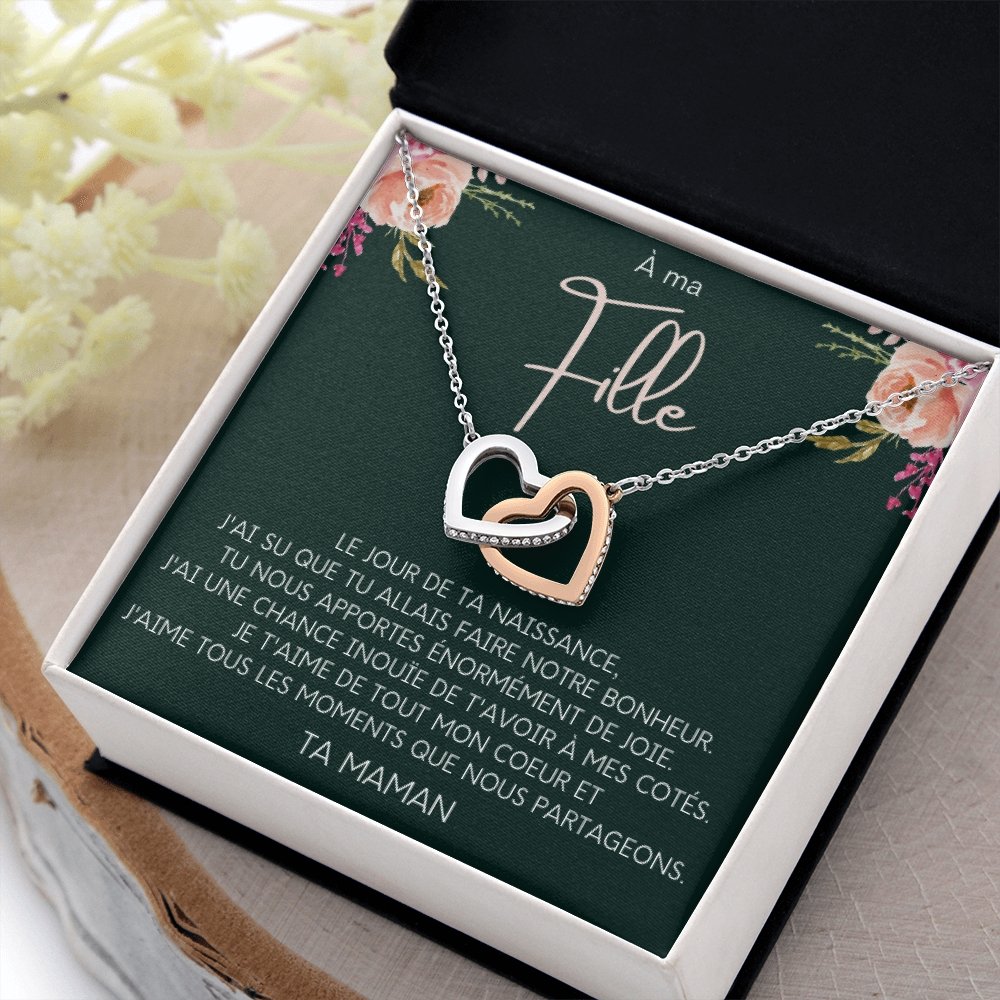 LINKY • Collier A Ma Fille Double Cœur - Lehnaa