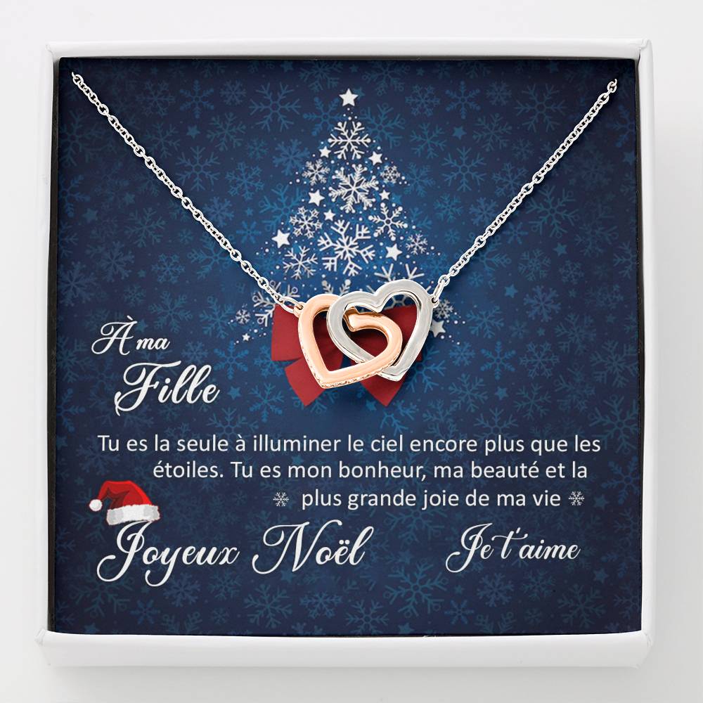 NOELENCHANTÉ • COLLIER JOYEUX NOËL MA FILLE Double Cœur - Lehnaa