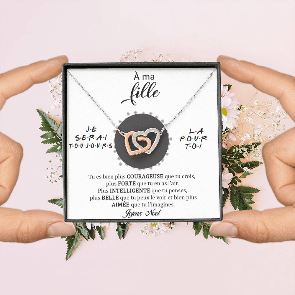 NOELENCHANTÉ • COLLIER JOYEUX NOËL MA FILLE Double Cœur - Lehnaa