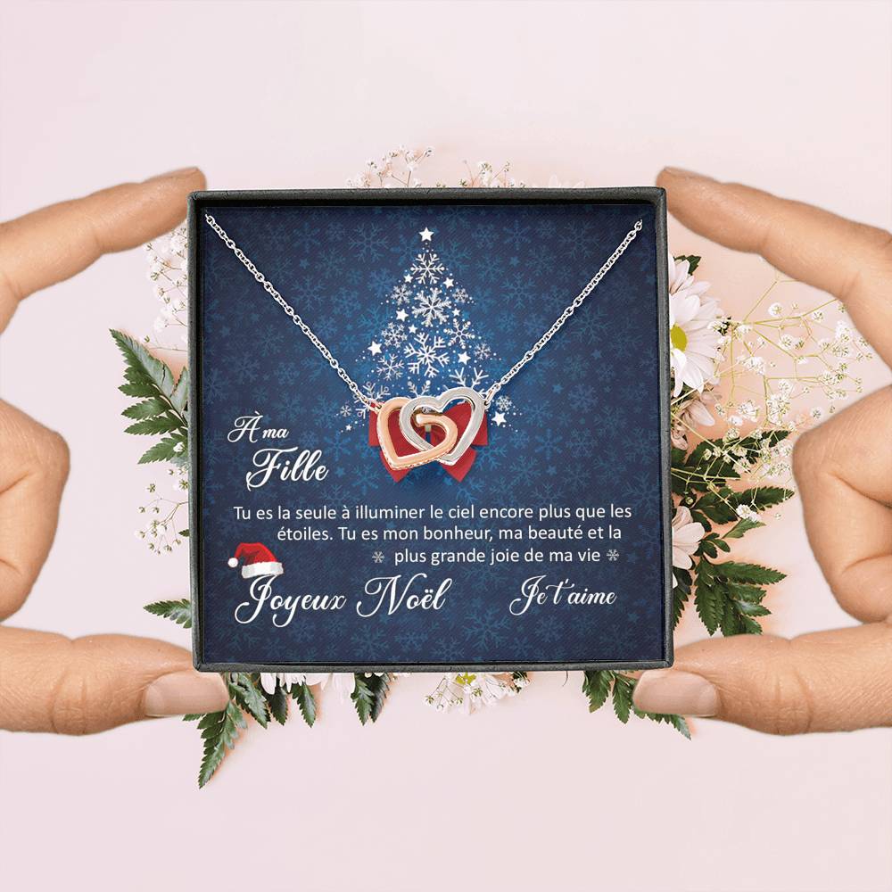 NOELENCHANTÉ • COLLIER JOYEUX NOËL MA FILLE Double Cœur - Lehnaa