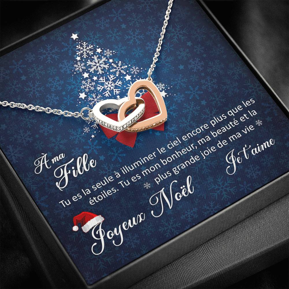 NOELENCHANTÉ • COLLIER JOYEUX NOËL MA FILLE Double Cœur - Lehnaa