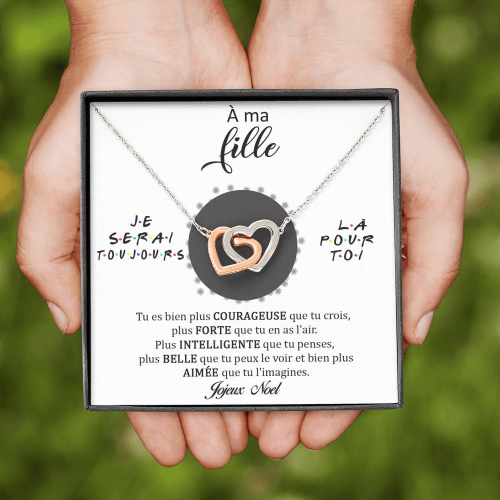 NOELENCHANTÉ • COLLIER JOYEUX NOËL MA FILLE Double Cœur - Lehnaa