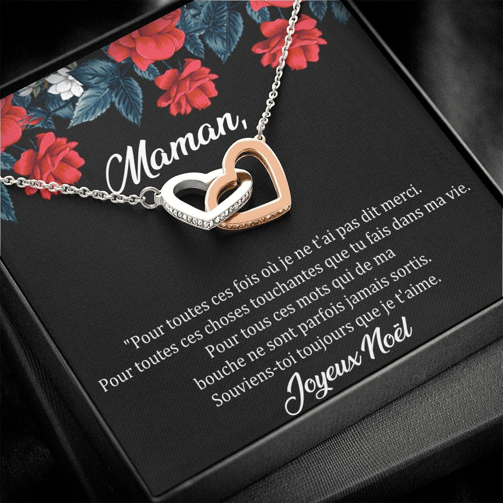 NOELENCHANTÉ • COLLIER JOYEUX NOËL MAMAN Double Cœur - Lehnaa