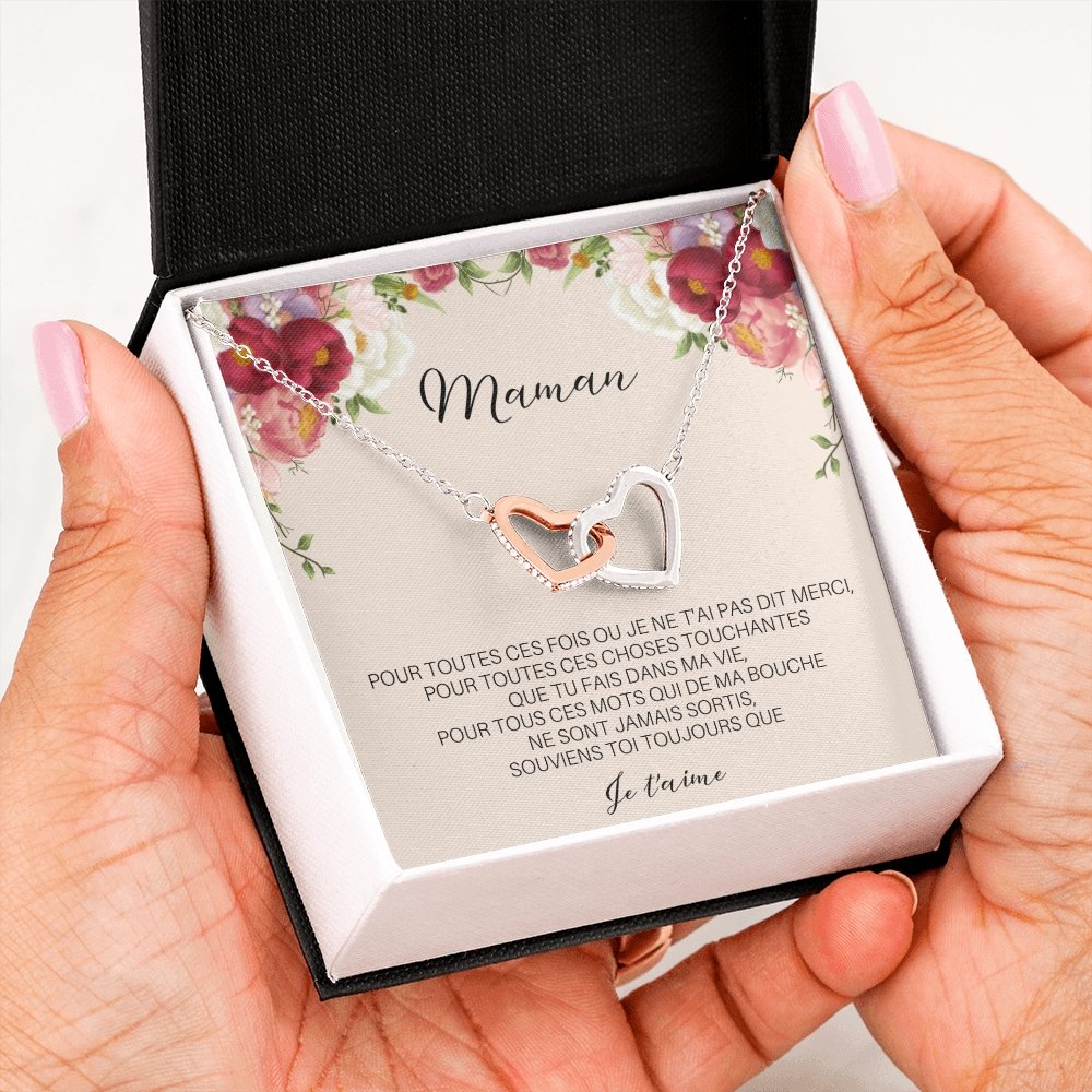 ONEMOM • Collier Déclaration Maman Double Cœur - Lehnaa