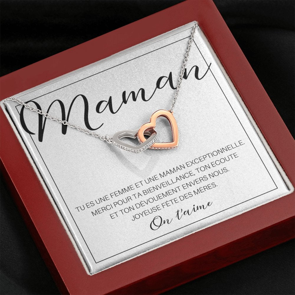 ONEMOM • Collier Déclaration Maman Double Cœur - Lehnaa