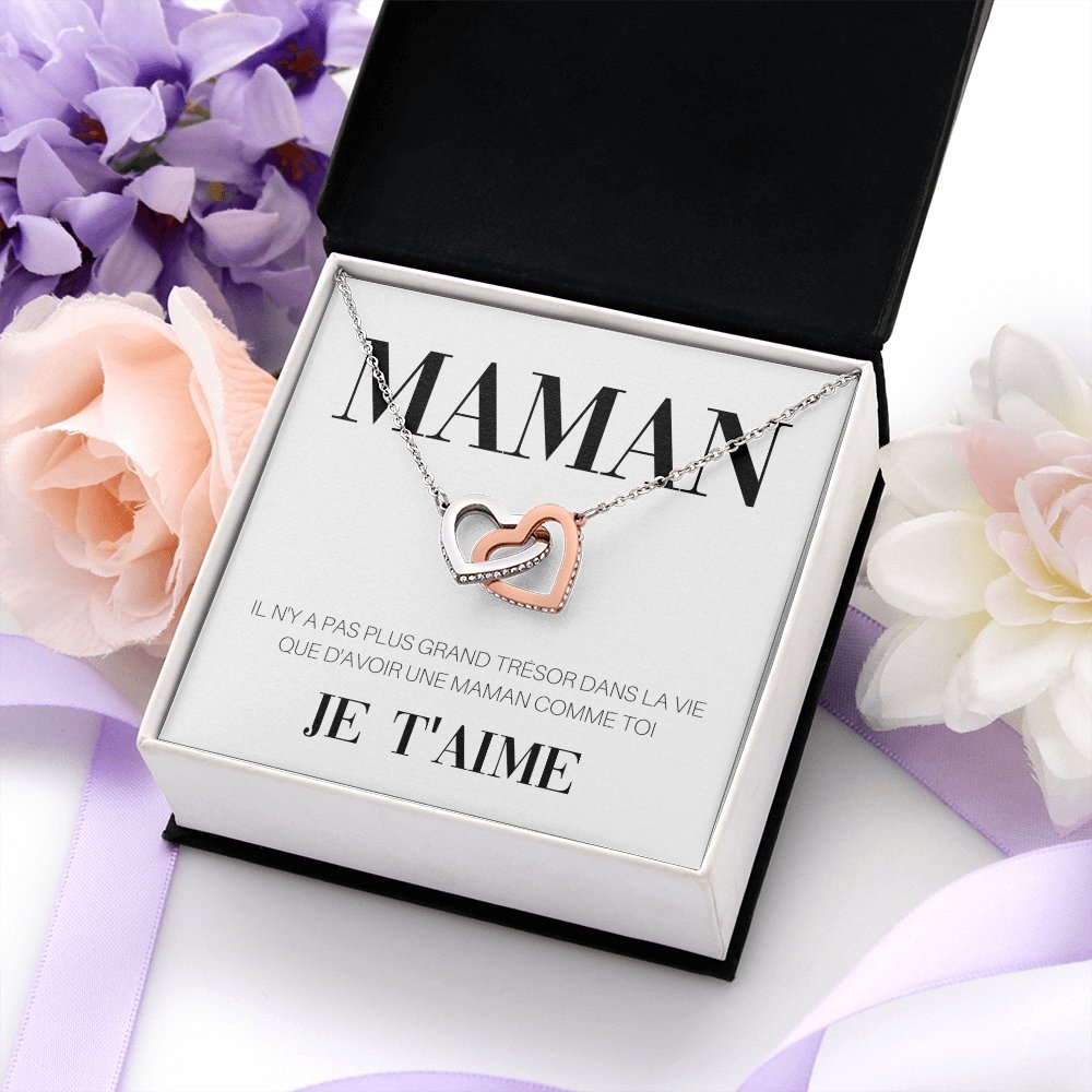 ONEMOM • Collier Déclaration Maman Double Cœur - Lehnaa