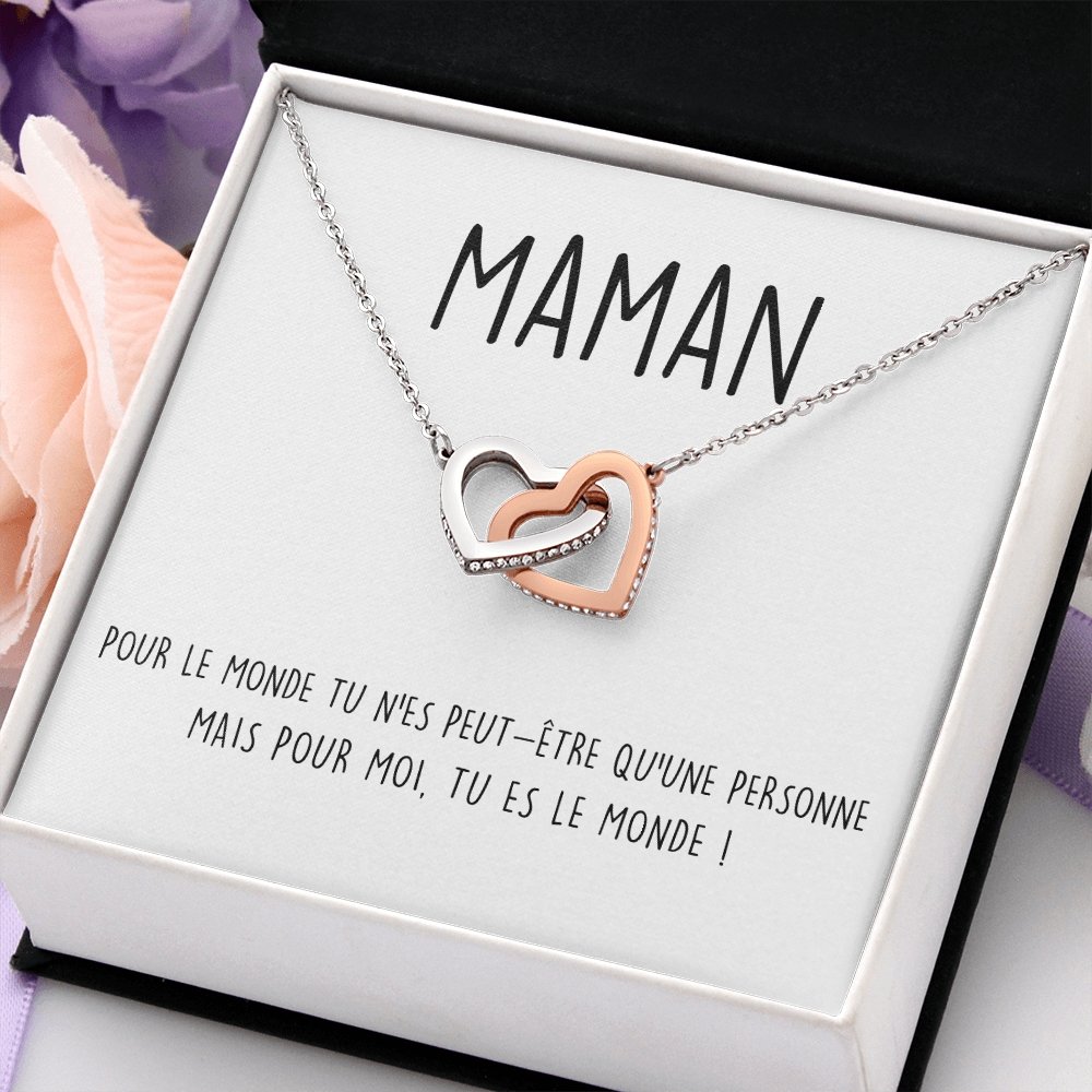 ONEMOM • Collier Déclaration Maman Double Cœur - Lehnaa