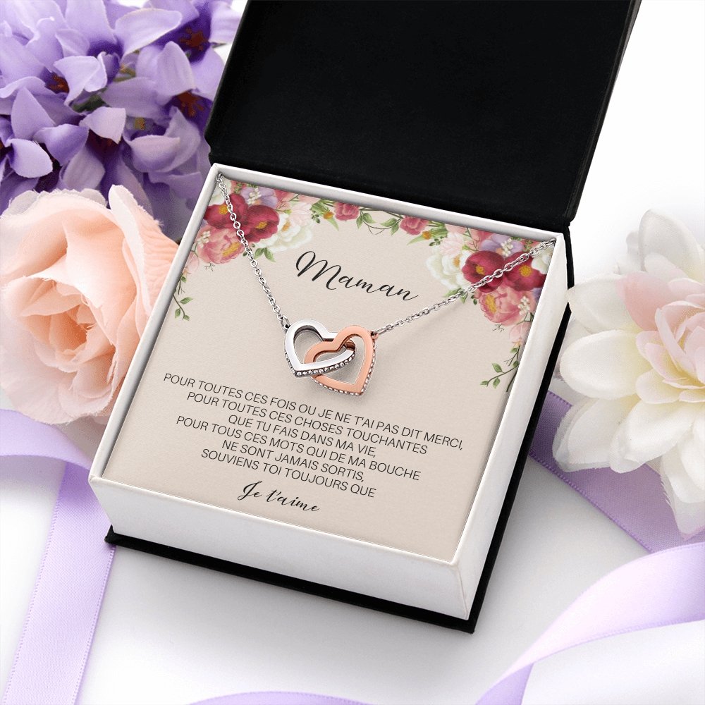 ONEMOM • Collier Déclaration Maman Double Cœur - Lehnaa