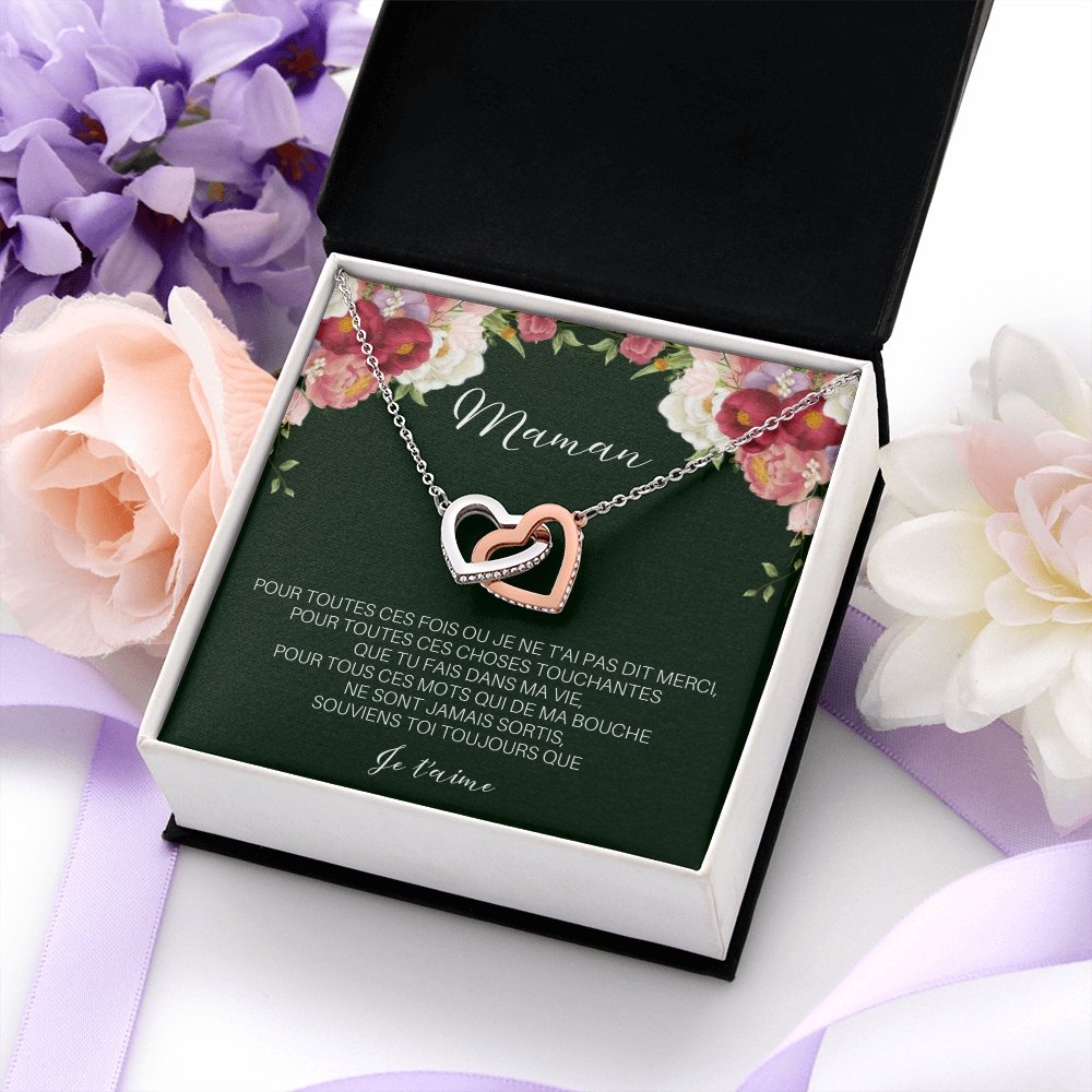 ONEMOM • Collier Déclaration Maman Double Cœur - Lehnaa