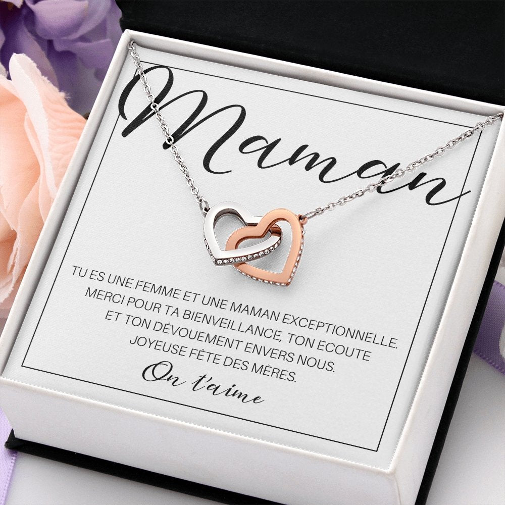 ONEMOM • Collier Déclaration Maman Double Cœur - Lehnaa