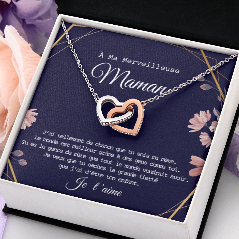 ONEMOM • Collier Déclaration Maman Double Cœur - Lehnaa