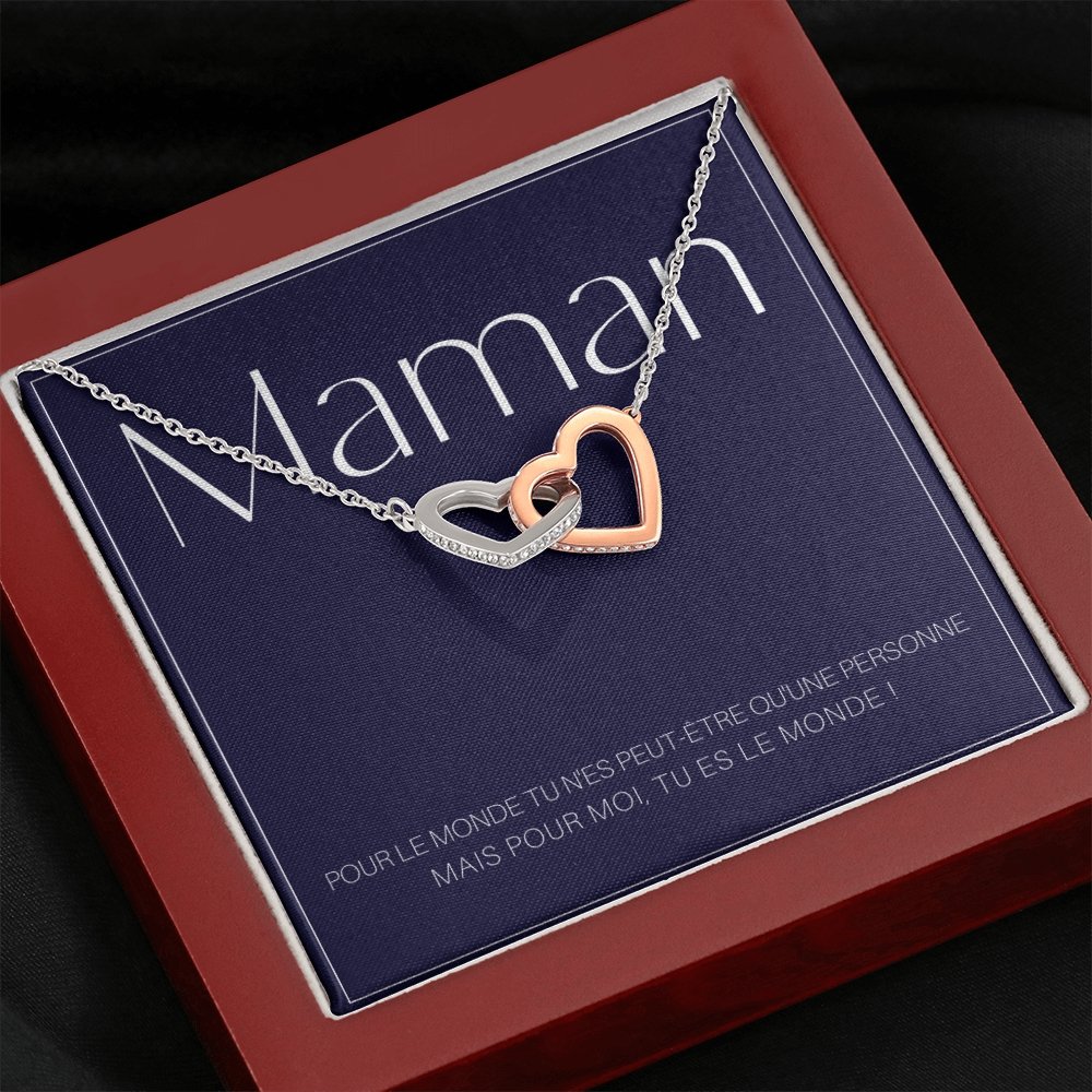 ONEMOM • Collier Déclaration Maman Double Cœur - Lehnaa