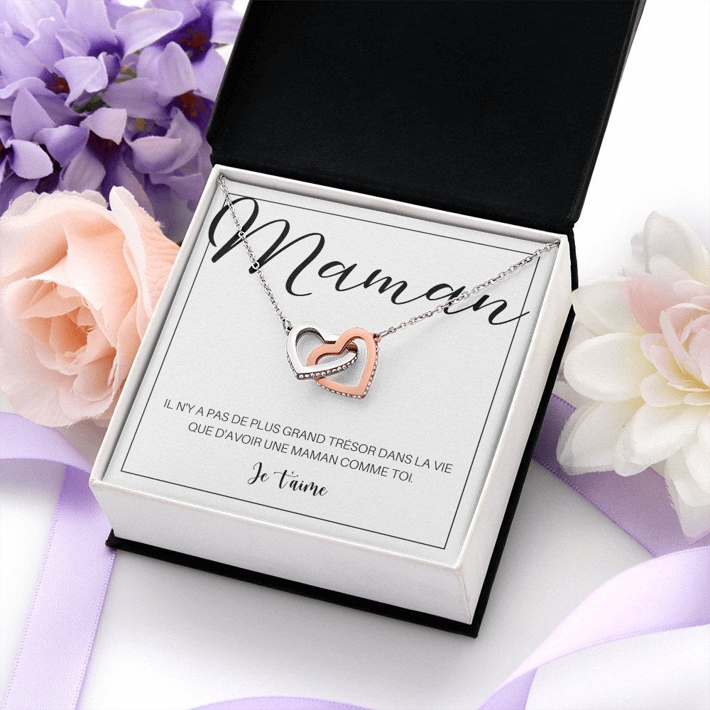 ONEMOM • Collier Déclaration Maman Double Cœur - Lehnaa