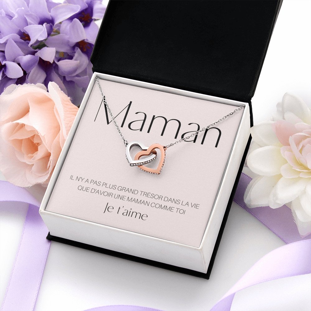 ONEMOM • Collier Déclaration Maman Double Cœur - Lehnaa