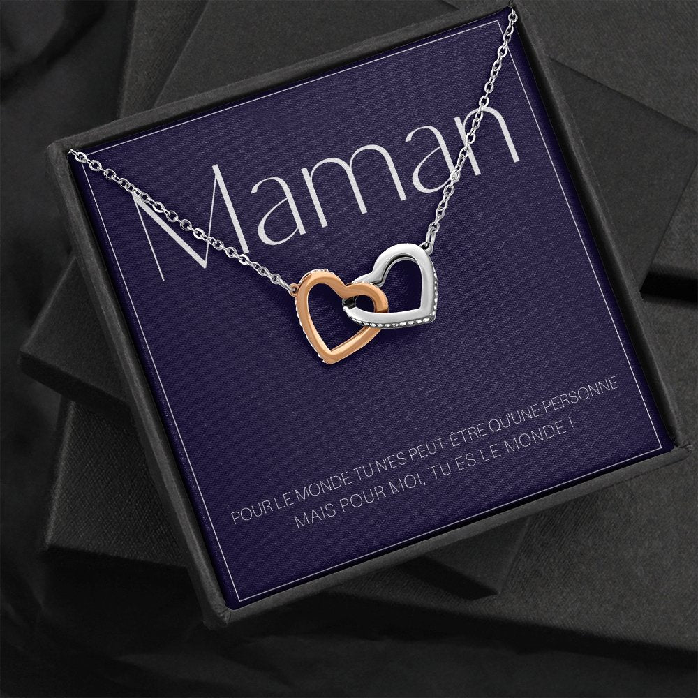 ONEMOM • Collier Déclaration Maman Double Cœur - Lehnaa