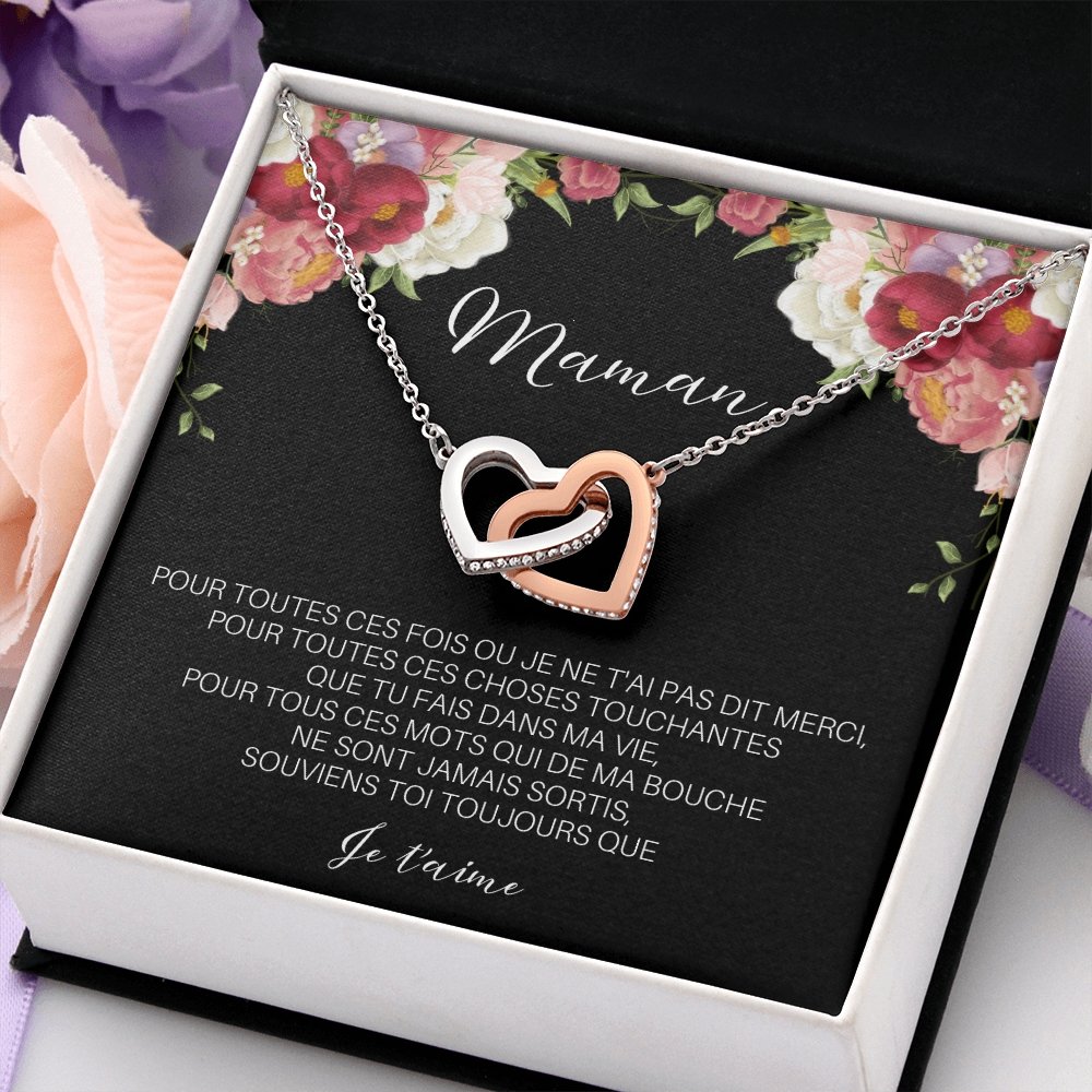 ONEMOM • Collier Déclaration Maman Double Cœur - Lehnaa