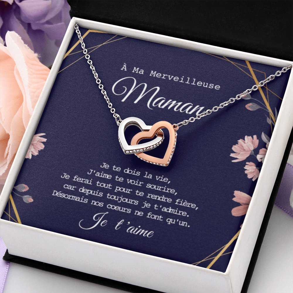 ONEMOM • Collier Déclaration Maman Double Cœur - Lehnaa