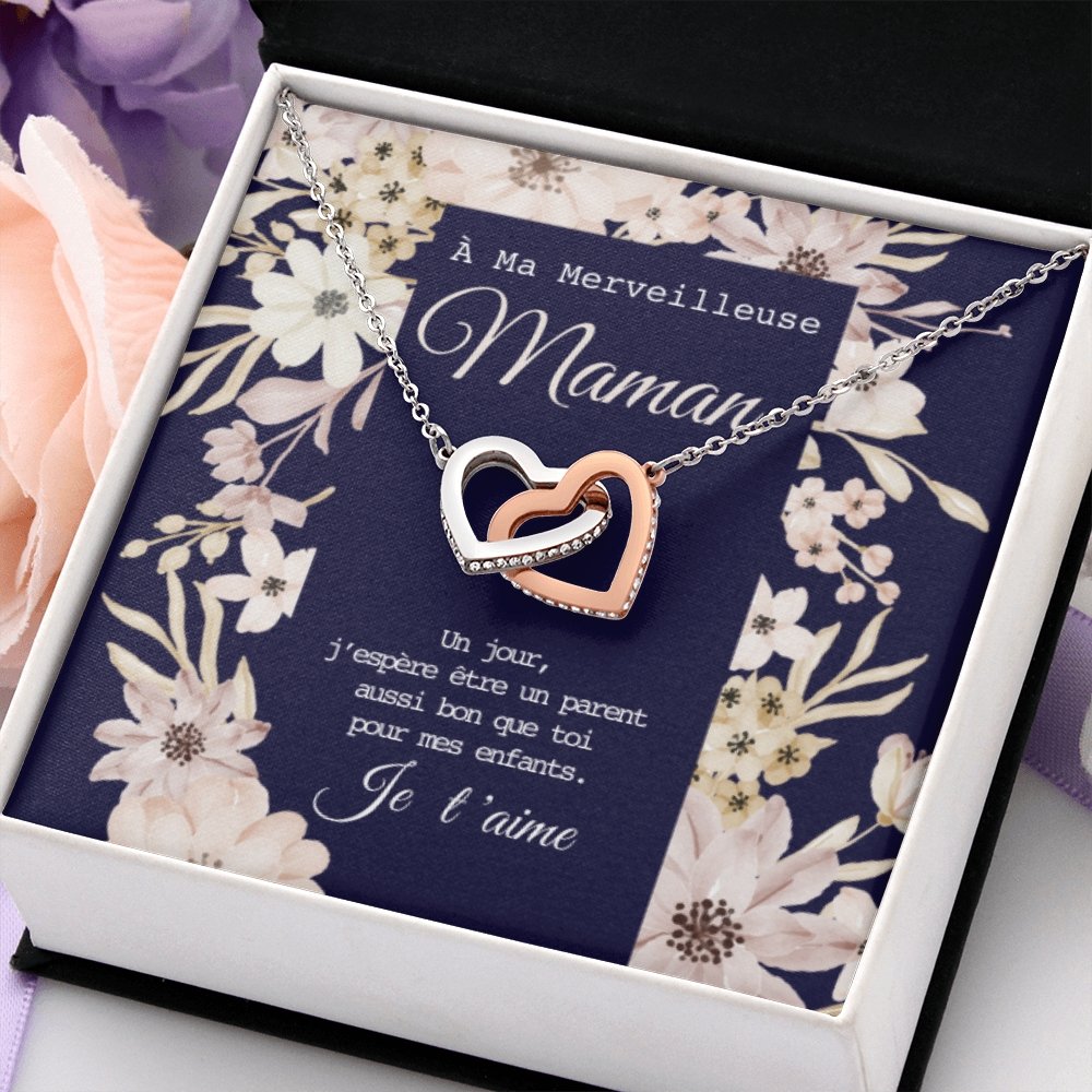 ONEMOM • Collier Déclaration Maman Double Cœur - Lehnaa