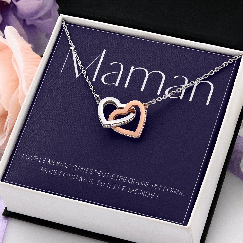 ONEMOM • Collier Déclaration Maman Double Cœur - Lehnaa