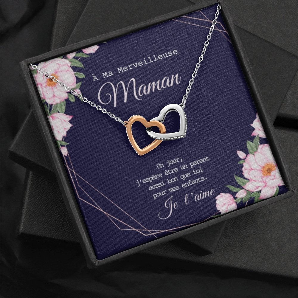 ONEMOM • Collier Déclaration Maman Double Cœur - Lehnaa