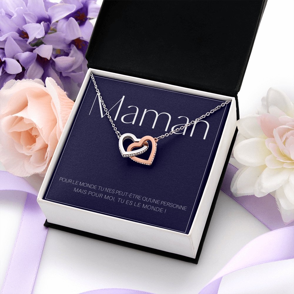 ONEMOM • Collier Déclaration Maman Double Cœur - Lehnaa
