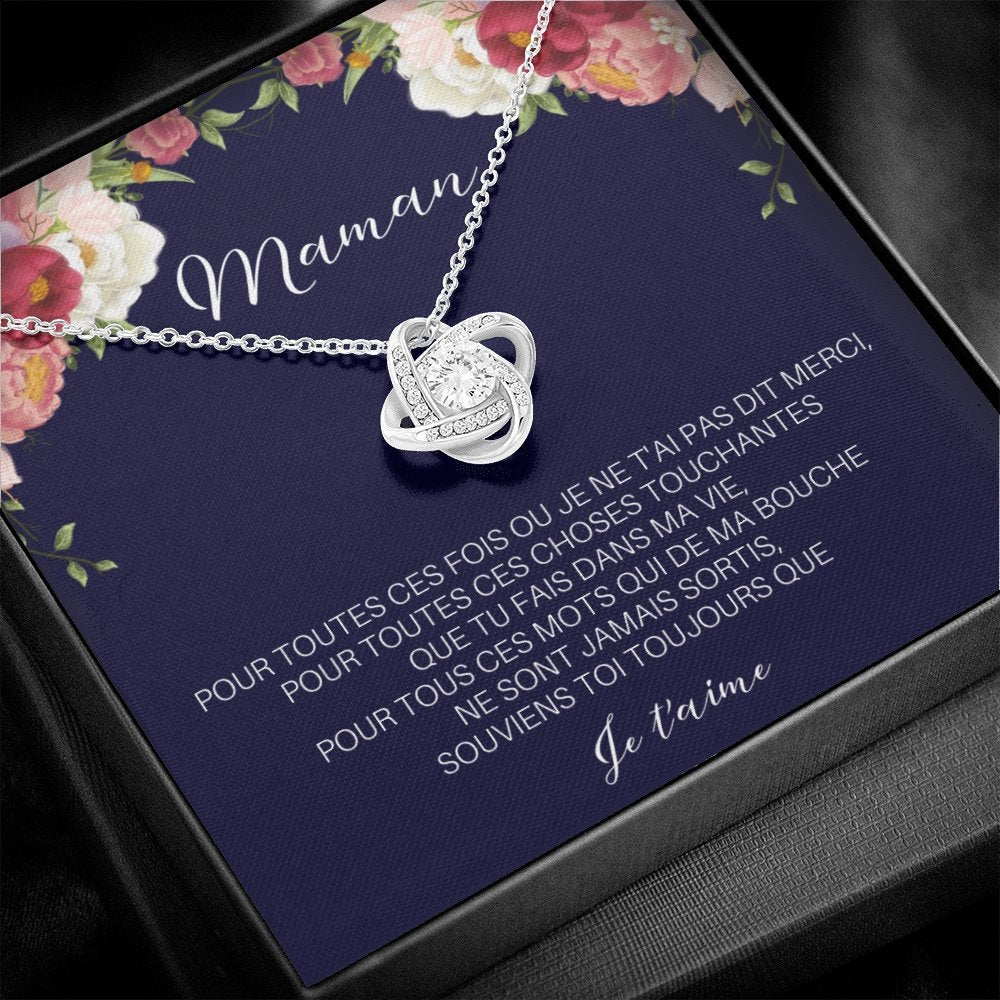 ONEMOM • Collier Déclaration Maman Noeud d'Amour - Lehnaa