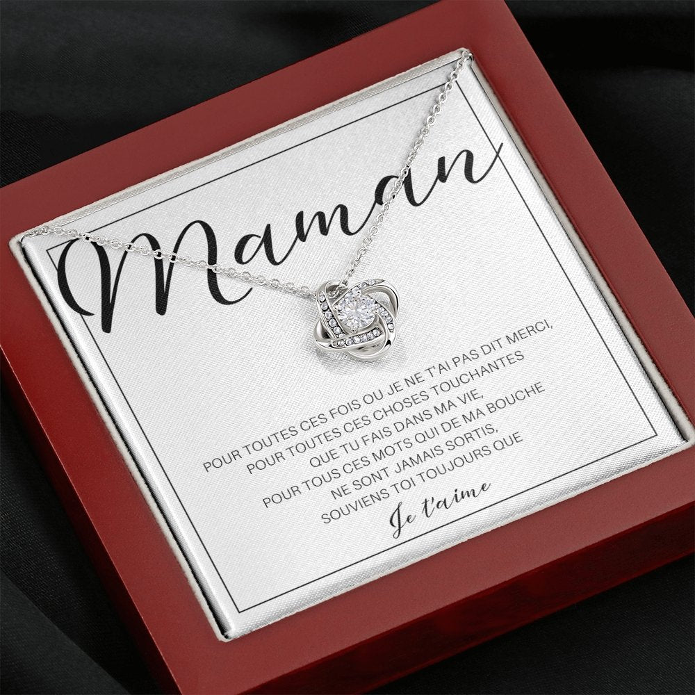 ONEMOM • Collier Déclaration Maman Noeud d'Amour - Lehnaa