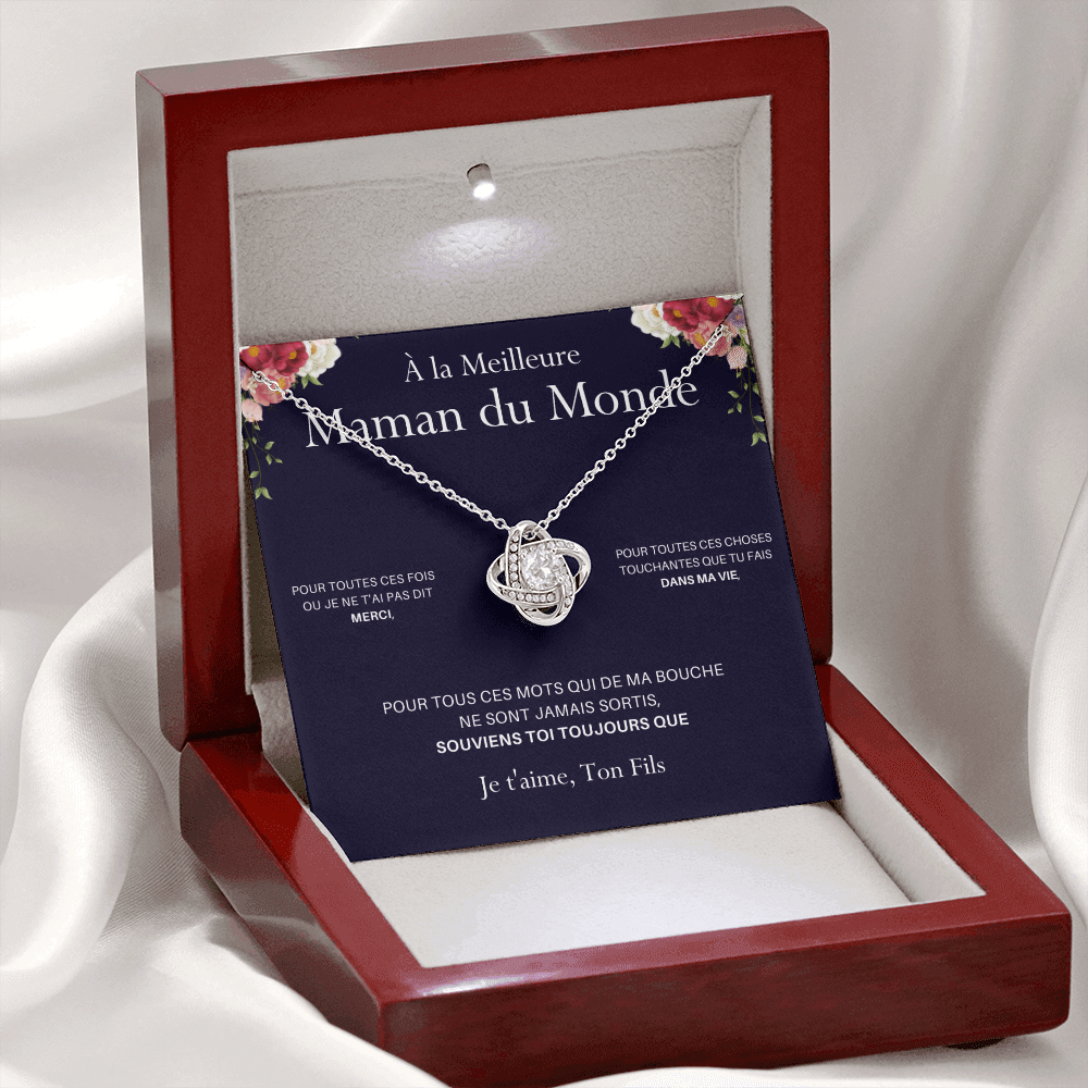 ONEMOM • Collier Déclaration Maman Noeud d'Amour Version Homme - Lehnaa
