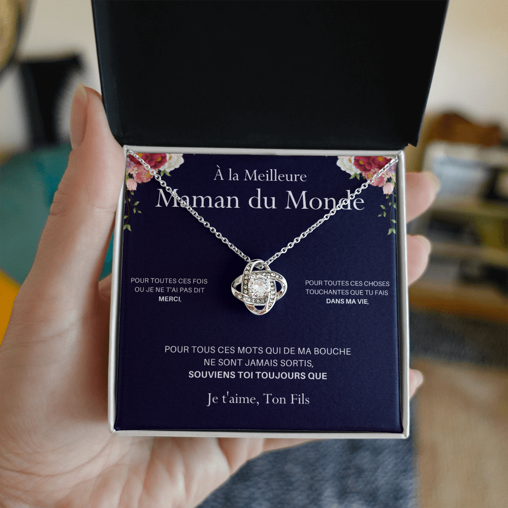 ONEMOM • Collier Déclaration Maman Noeud d'Amour Version Homme - Lehnaa