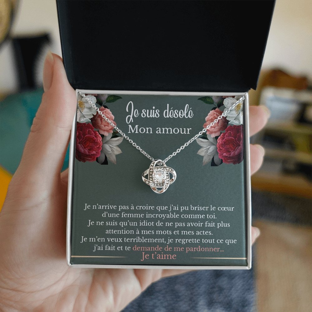 SORRY • Collier D'excuse Double Cœur Noeud d'Amour - Lehnaa