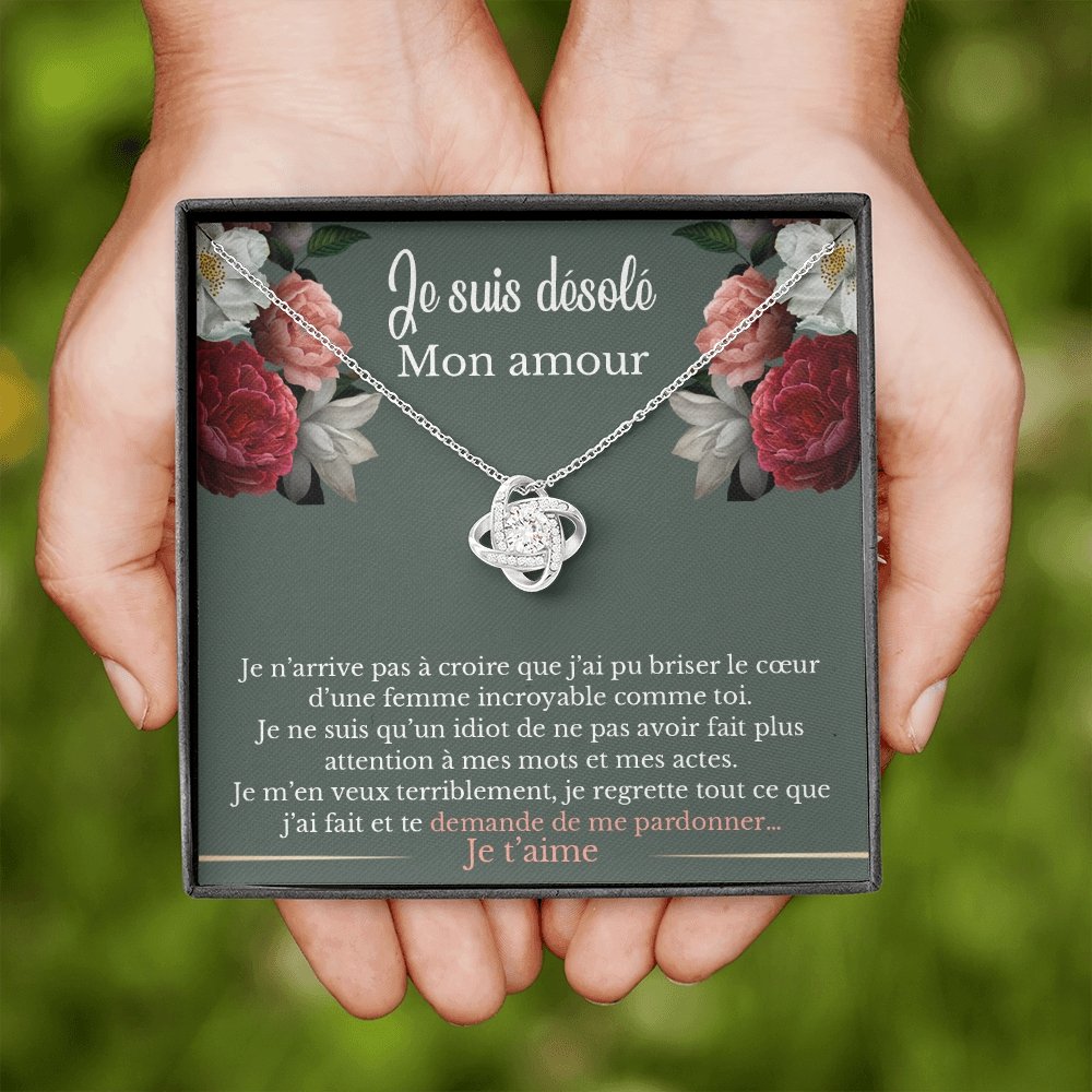 SORRY • Collier D'excuse Double Cœur Noeud d'Amour - Lehnaa