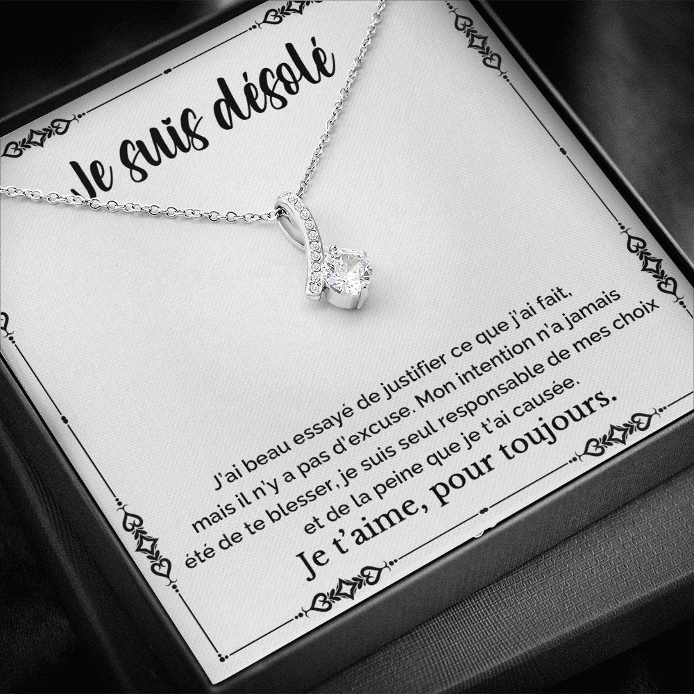 Collier "Je Suis Désolé" Cœur Pour Elle - Argent Ou Or - Cadeau Réconciliation, Anniversaire, Noël - Avec Dédicace