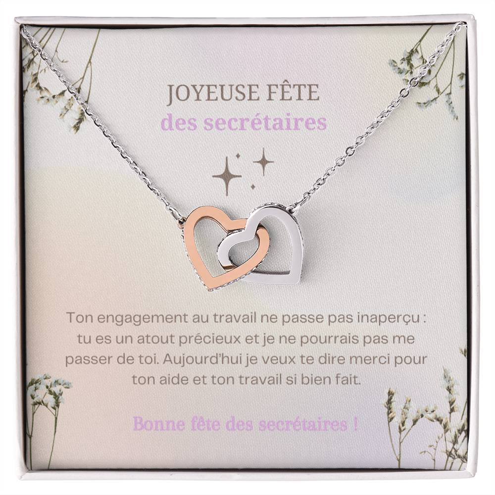 HAPPY • Collier pour la fête des secrétaires double coeur