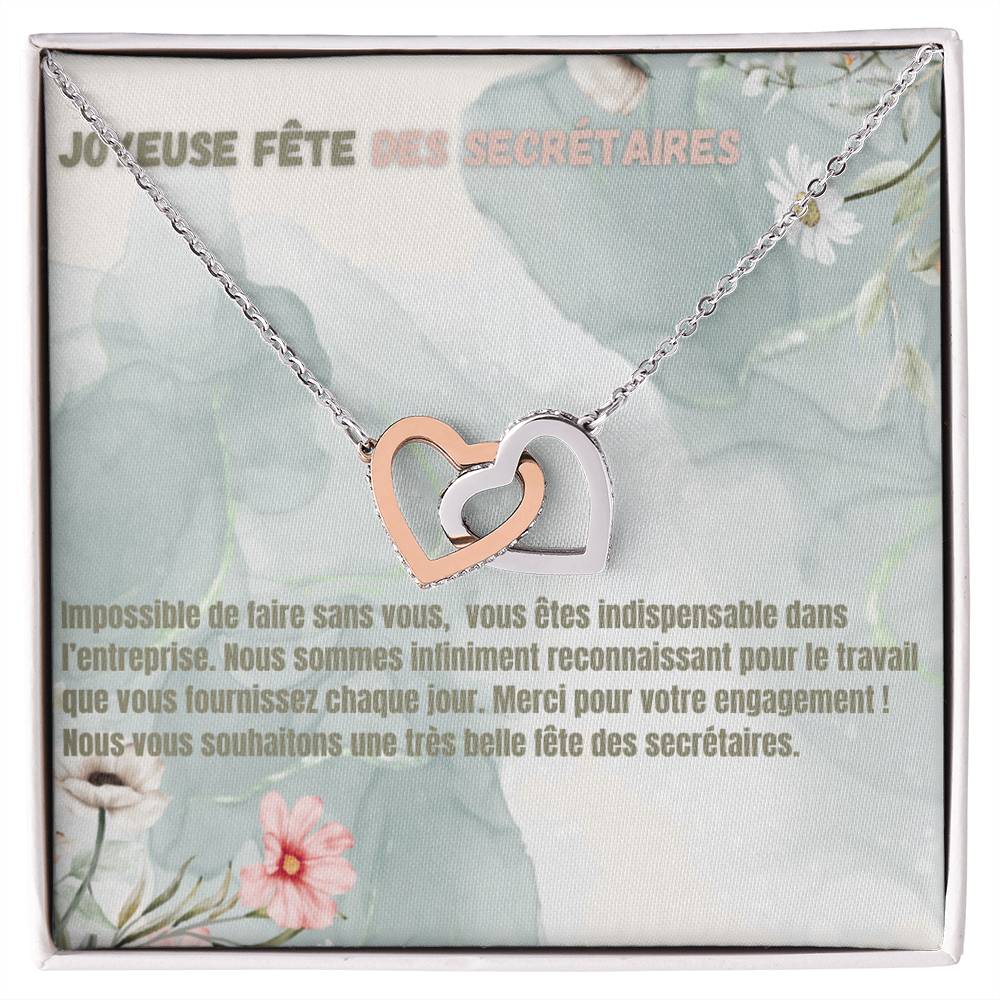 HAPPY • Collier pour la fête des secrétaires double coeur