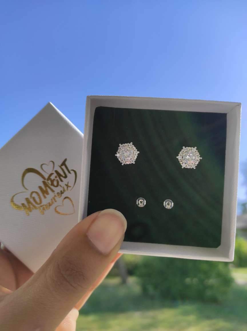 [-60%] SUNSHINE • BOUCLES D'OREILLES Rond 8 mm Oxyde de Zirconium Blanc Argent 925 - Lehnaa