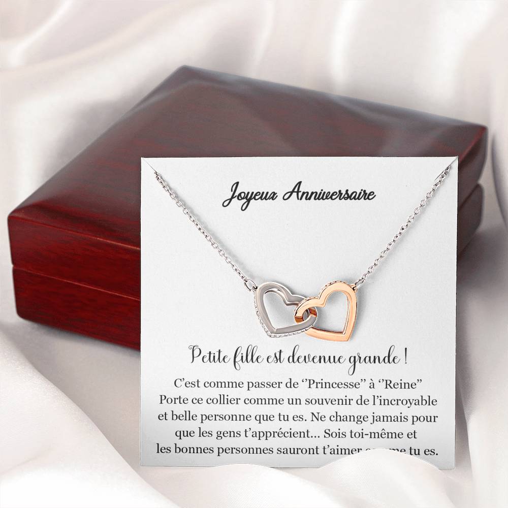 ANNIMERVEILLE • Collier Joyeux Anniversaire Ma Fille Double Cœur - Lehnaa