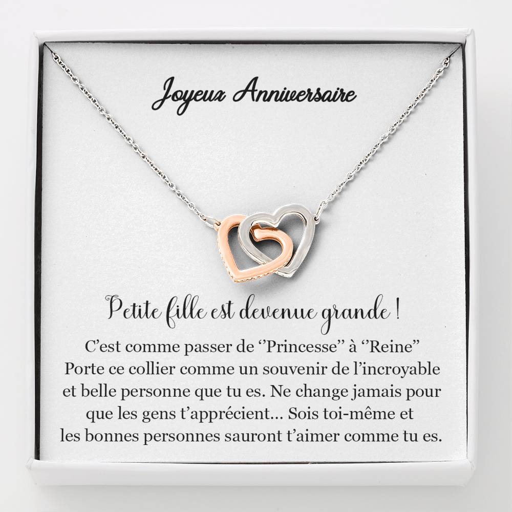 ANNIMERVEILLE • Collier Joyeux Anniversaire Ma Fille Double Cœur - Lehnaa