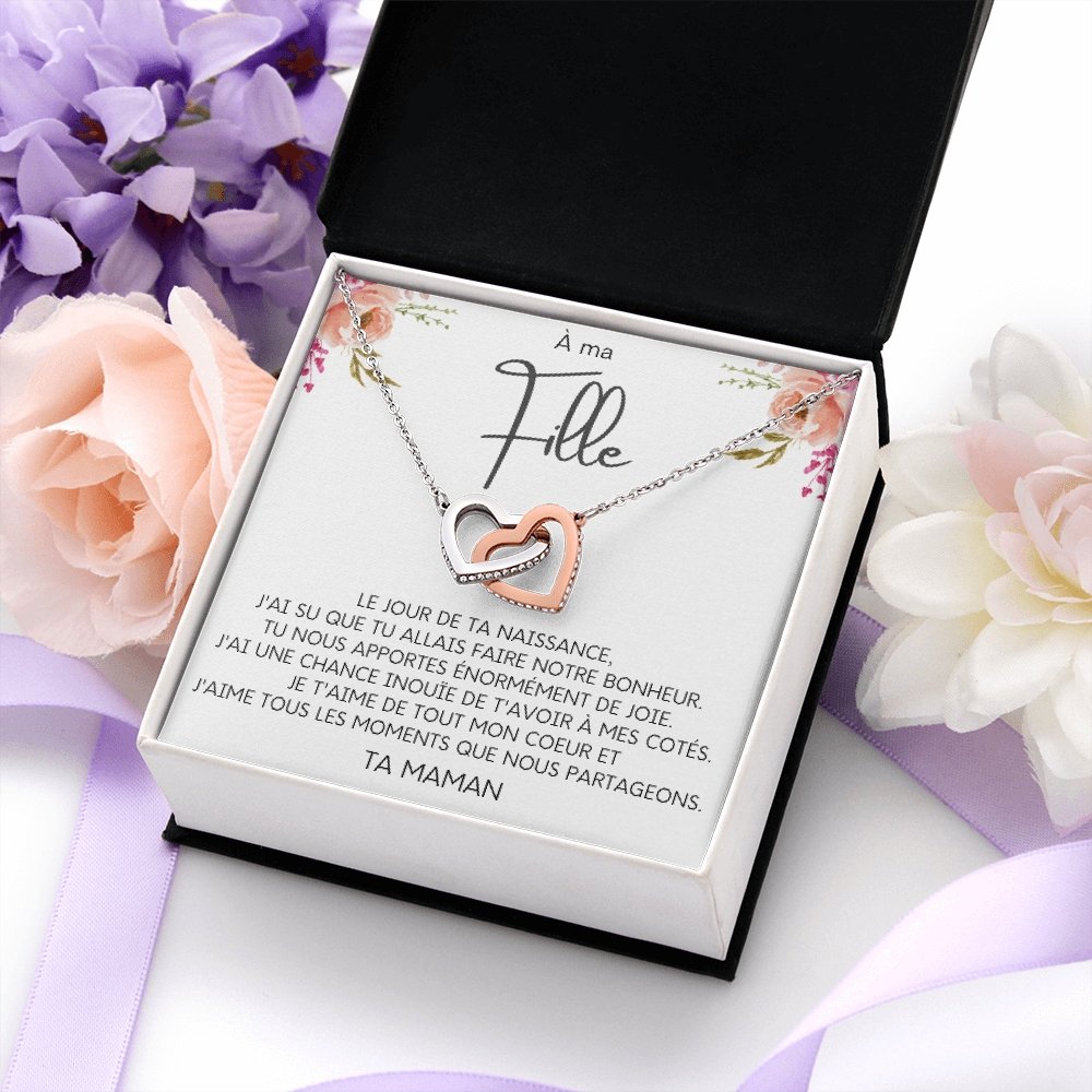 LINKY • Collier A Ma Fille Double Cœur - Lehnaa
